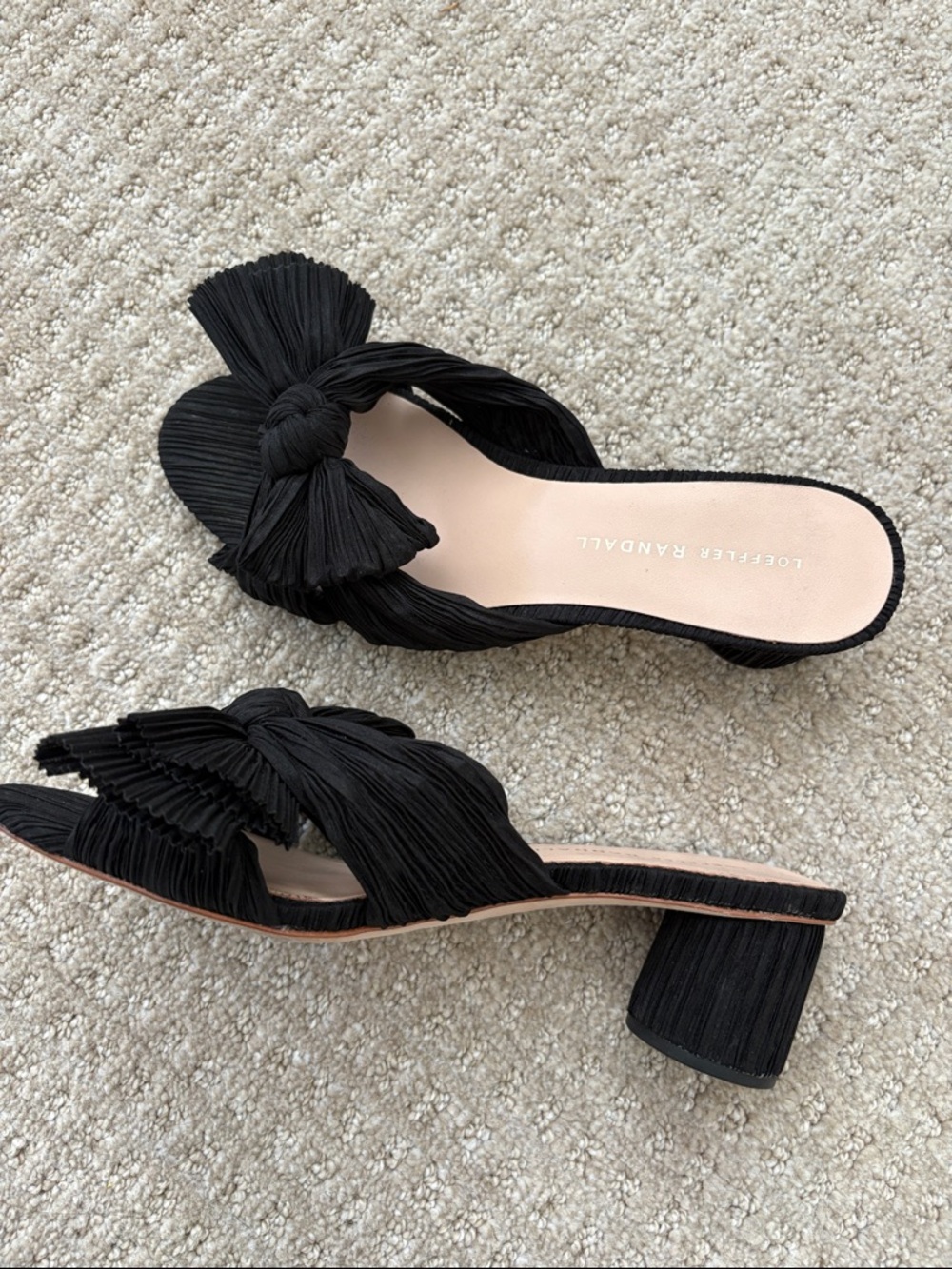 Loeffler Randall Black Pleated Knot Slide Mule